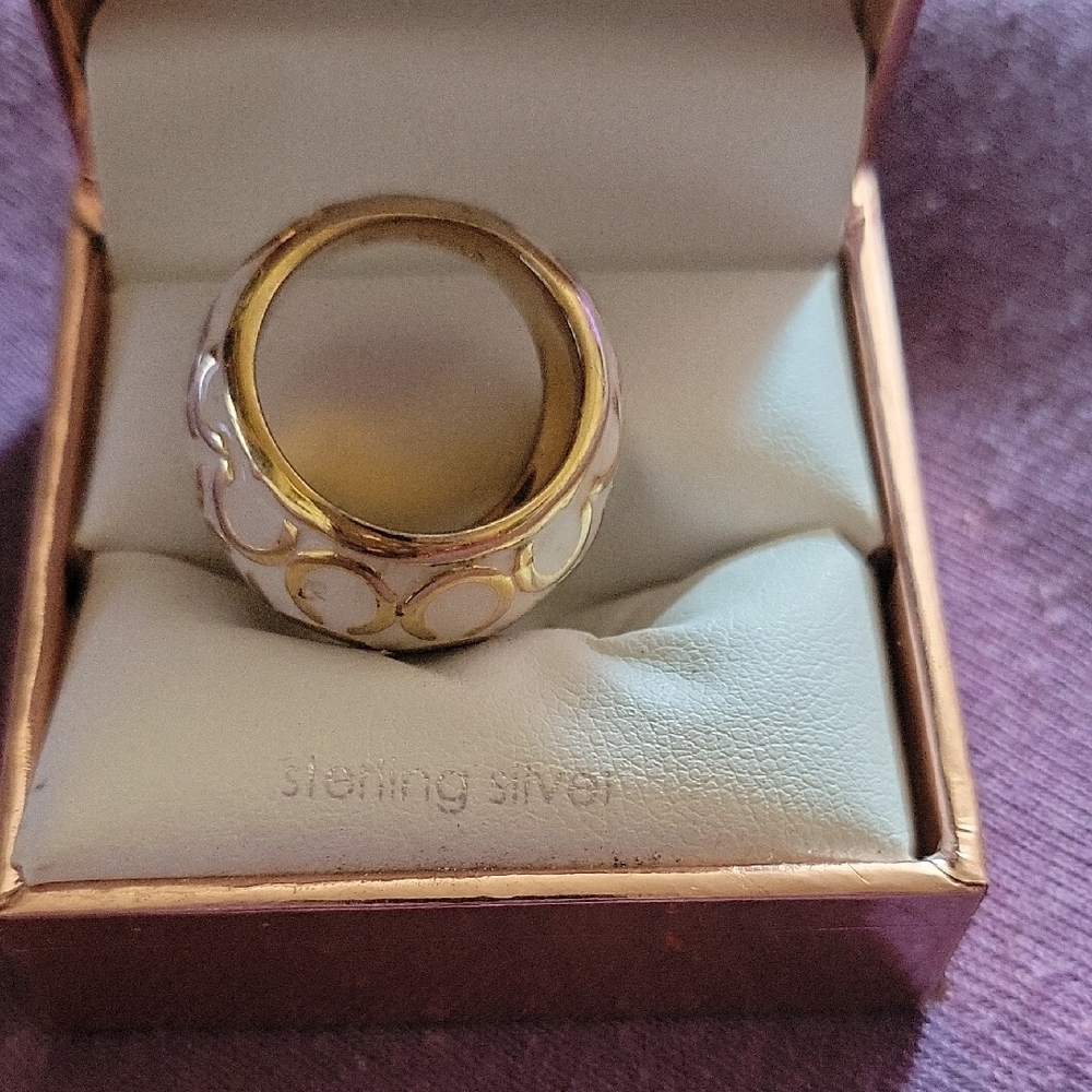 Coach Gold and Brown Women's Ring (Size 6) - Picture 3 of 5